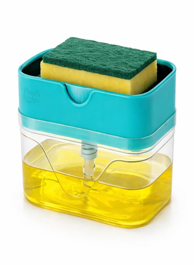 Patel's Kitchen 2 in 1 Soap Dispenser for Kitchen with Sponge Holder 400 Ml,Hollow Design,Durable&Smooth Body Sink Dish Washing Soap Dispenser Set Sponge Holder Kitchen Sink Accessories(Multi Color) - Image 1